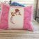 Cushion with girl and squirrel embroidery design