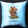 Cushion with teddy bear and butterfly embroidery design