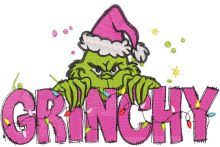 Christmas Grinchy embroidery design