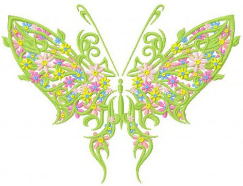 Fantastic butterflys life in flowers machine embroidery design