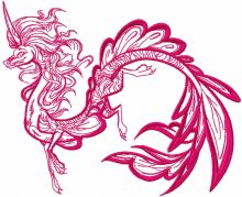 Flying dragon one colored embroidery design