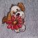 Embroidered bath towel dog flower design