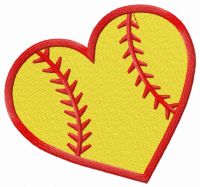 Baseball heart embroidery design