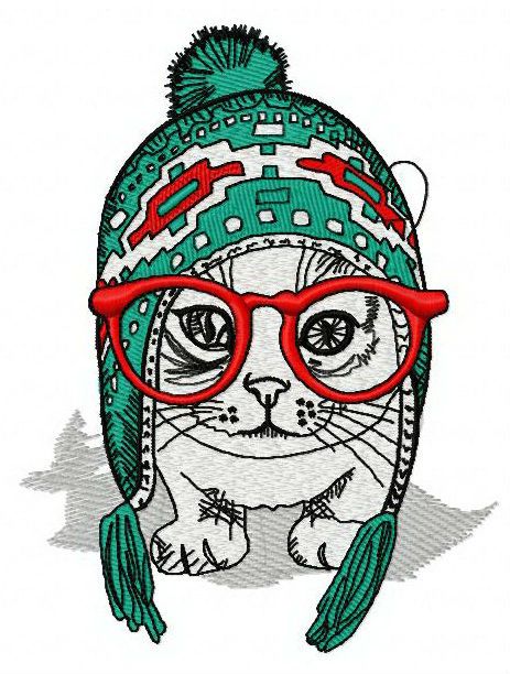 Fashion cat machine embroidery design
