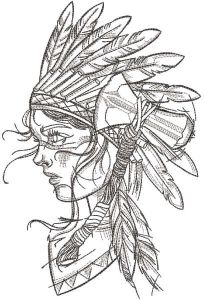Young Indian girl with warbonnet