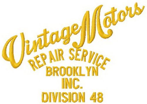 Vintage Motors machine embroidery design