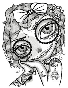 Dead girl with cupcake tattoo embroidery design