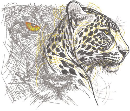 two big cats embroidery design