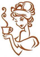 Lady's coffee break 2 embroidery design
