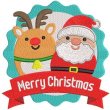 Deer Santa Merry Christmas embroidery design