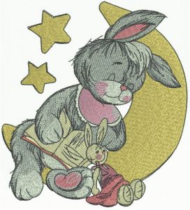Sleeping bunny 2 embroidery design
