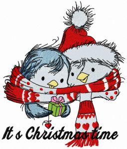 Penguin's Christmas time 5 embroidery design