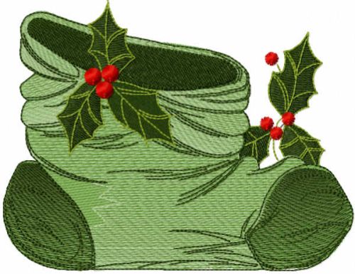 Christmas green sock free embroidery design