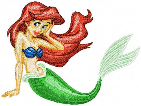 Ariel Little Mermaid machine embroidery design