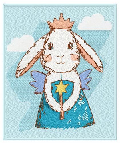 Bunny fairy machine embroidery design