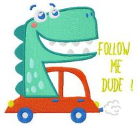 Follow me, dude embroidery design