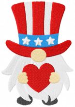 American gnome with heart embroidery design