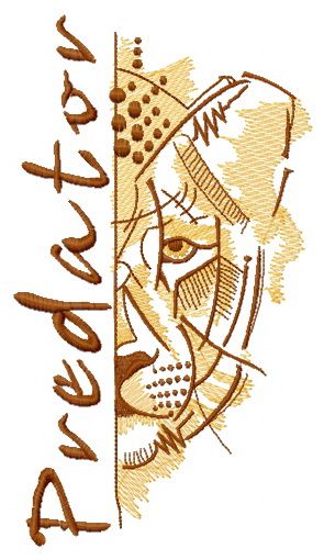 Predator lion machine embroidery design