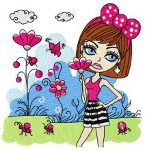 Fussy girl embroidery design