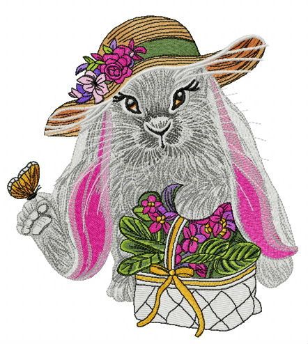 Lady bunny machine embroidery design