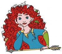 Brave Princess Merida with arrow embroidery design