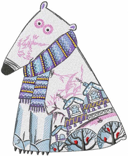 Polar bear patterned embroidery design