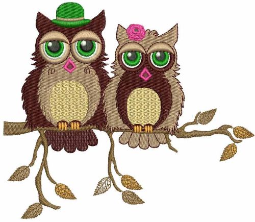 Autumn owls machine embroidery design
