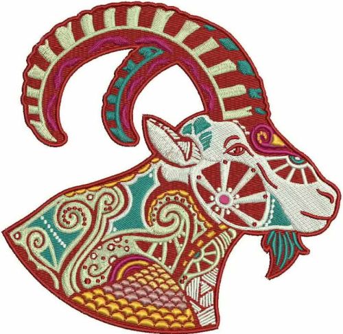 Capricorn zodiac sign machine embroidery design