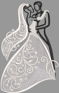 Married couple embroidery design