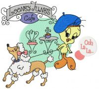 Looney Tunes cafe embroidery design