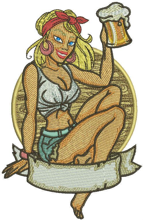 Beer girl 3 machine embroidery design