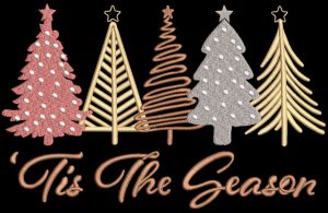 Tis The Season Boho Christmas Trees embroidery design