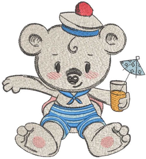 Teddy coctail embroidery design