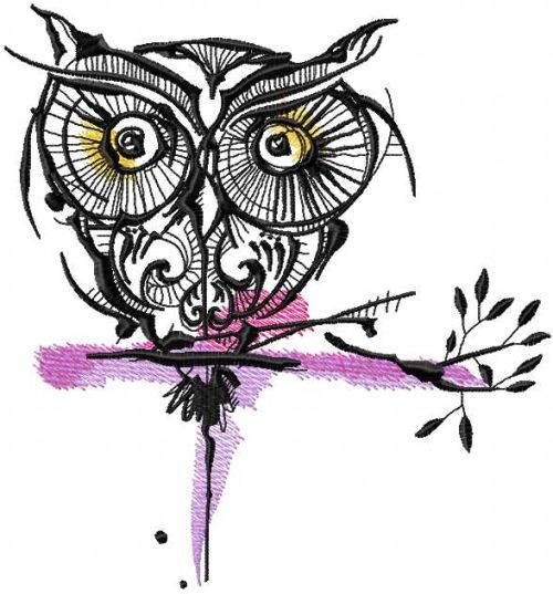 Strange owl embroidery design 12