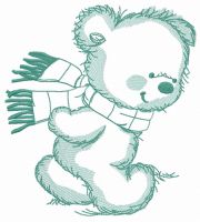Bear in a warm striped scarf 5 embroidery design