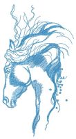Pensive horse sketch embroidery design