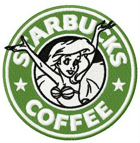 Starbucks coffee mermaid machine embroidery design