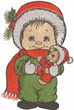 Christmas boy with teddy bear