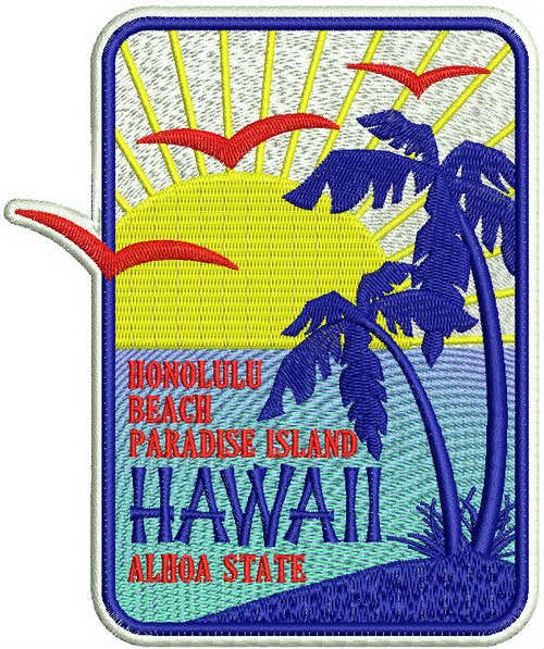 Hawaii badge machine embroidery design