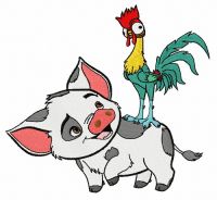 Pua and Heihei embroidery design