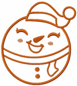 Smiling snowman ball one colored embroidery design