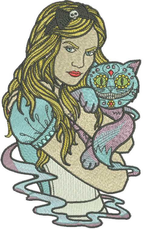 Alice in Wonderland modern look embroidery design