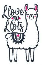  I love you lots llama embroidery design