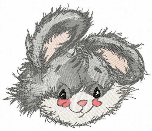 Cute rabbit muzzle machine embroidery design