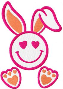 Easter bunny smile embroidery design