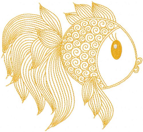 Gold fish one color free embroidery design