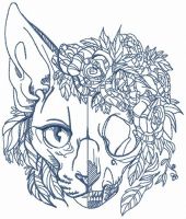 Scary cat embroidery design