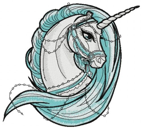 Moonlight unicorn machine embroidery design