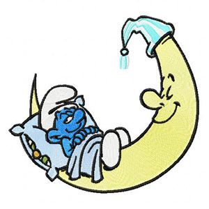 Smurf Sleeping on the Moon machine embroidery design