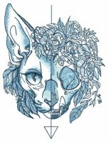 Dead and alive cat embroidery design